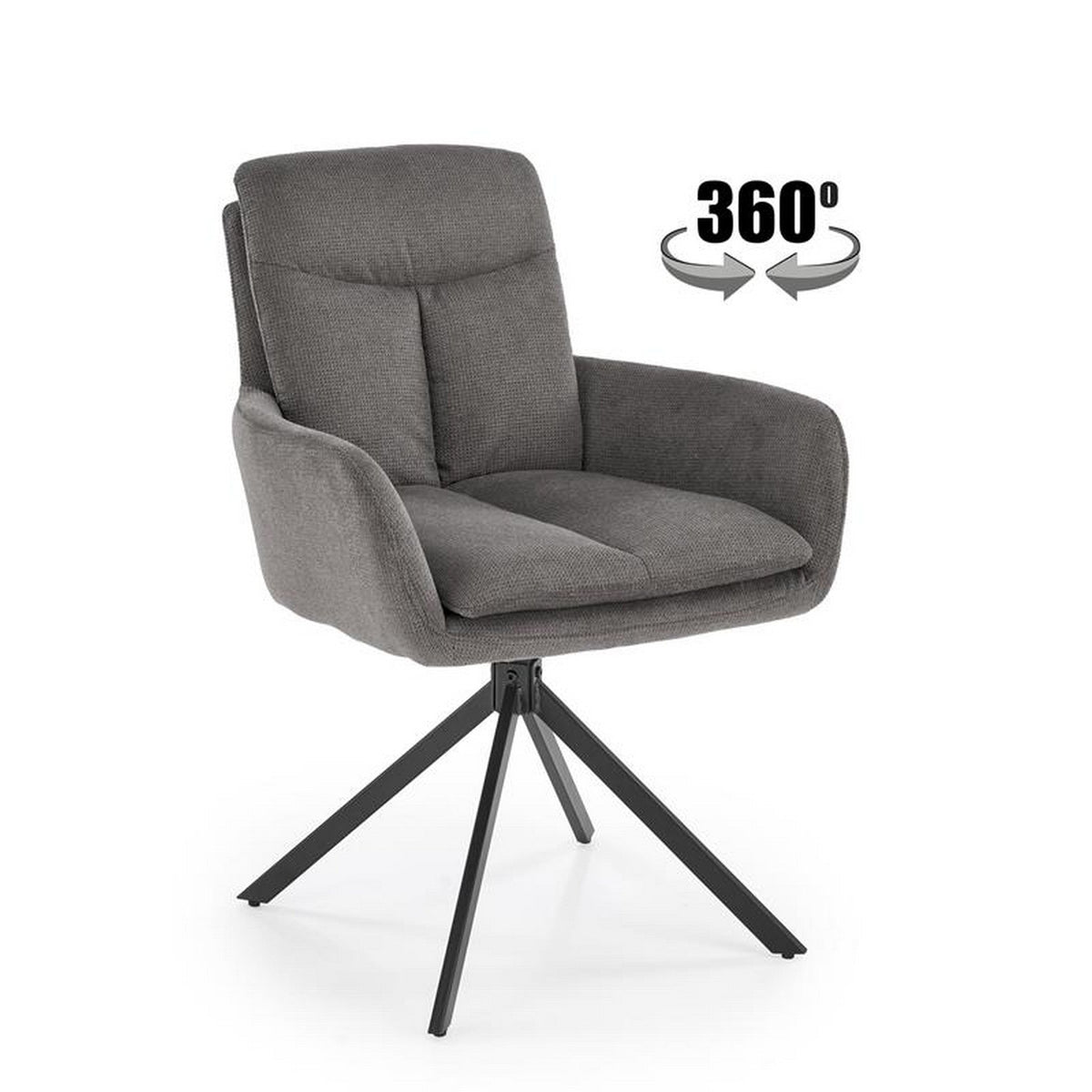 Scaun rotativ K536, gri/negru, stofa clasica/metal, 62x68x85 cm