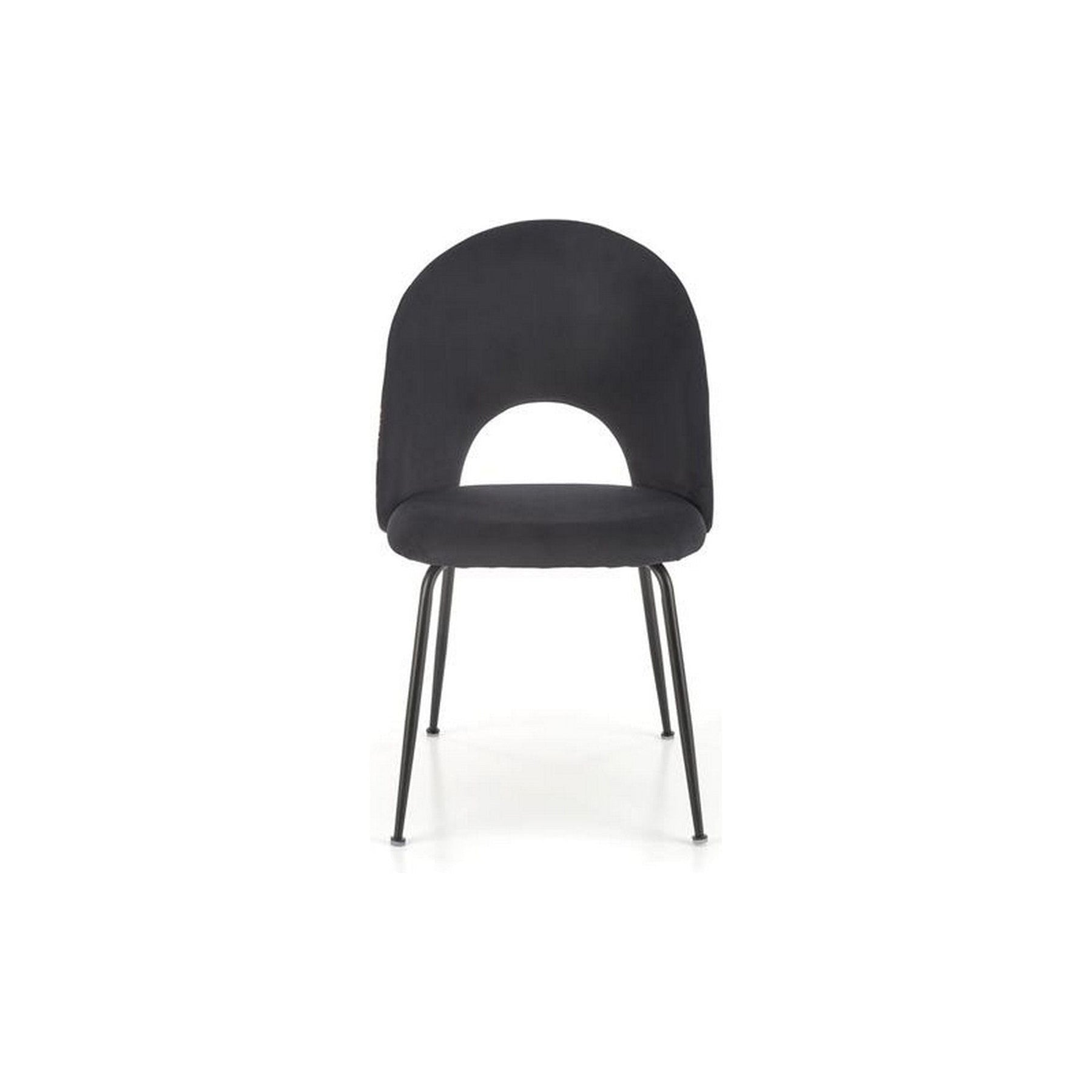 Scaun tapitat K505, negru, cu imprimeu floral, stofa catifelata, 51x55x86 cm