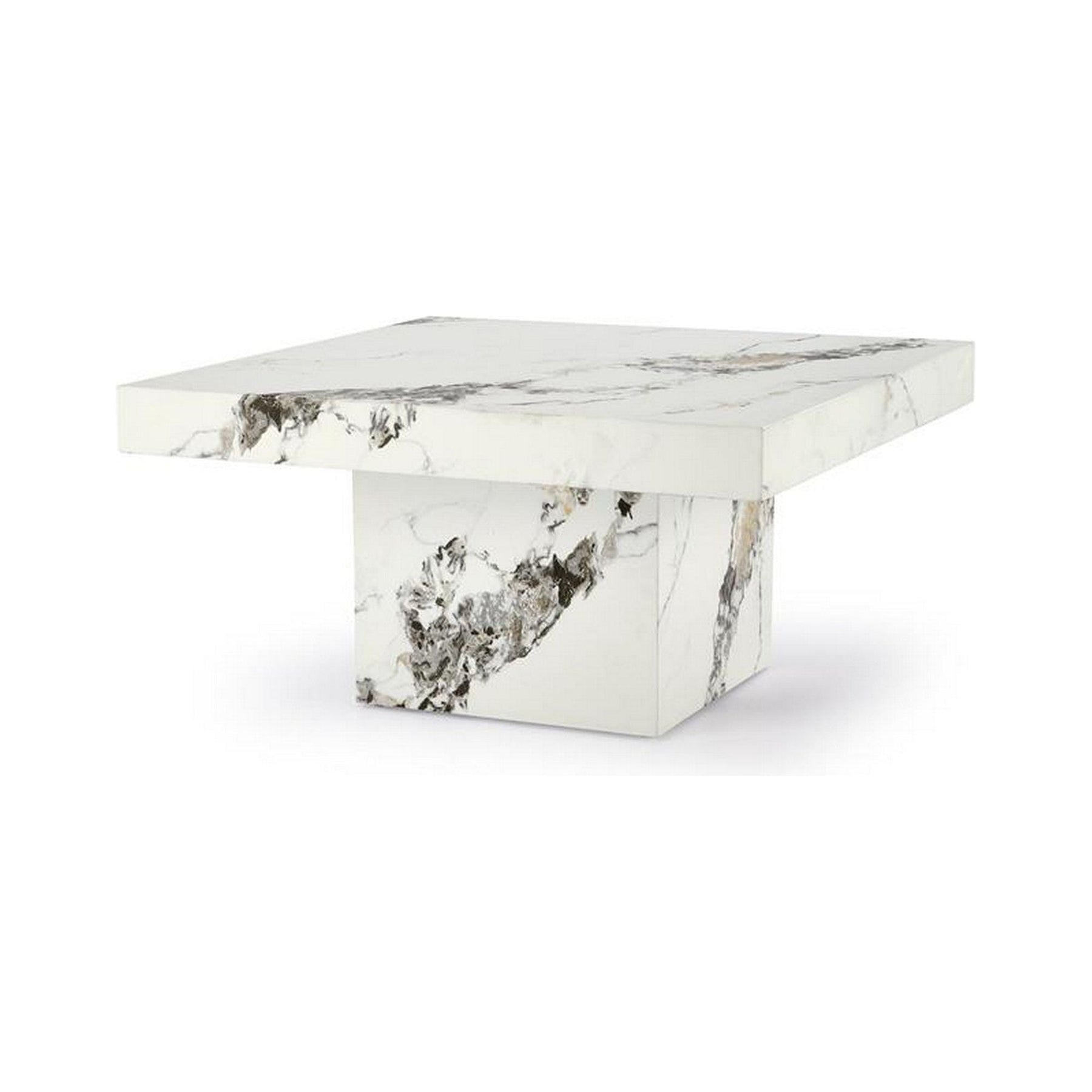 Masuta de cafea MONOLIT, marmura alba furniruit, 80x41 cm