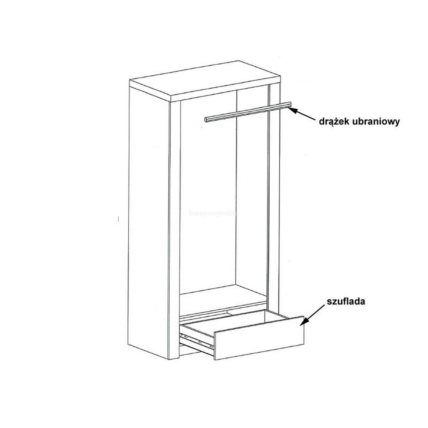 Dulap INDIANAPOLIS I1, frasin inchis, PAL laminat, 96x58x192 cm