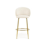 Scaun de bar H116, crem/auriu, stofa plusata, 50x59x101 cm