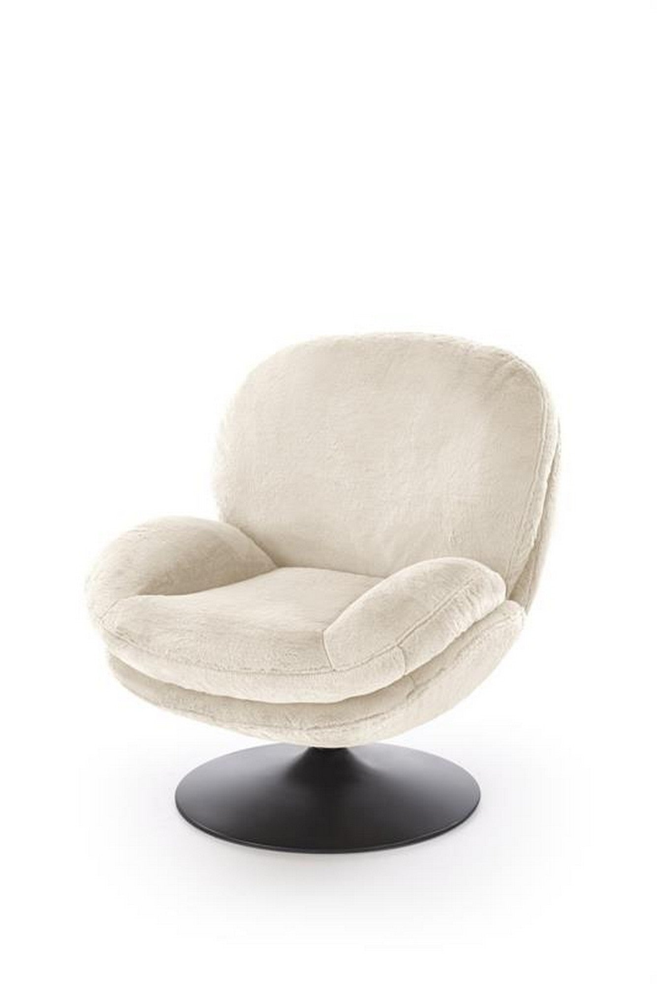 Fotoliu SHELL, blana artificiala crem - Lapit 23, 80x87x86 cm