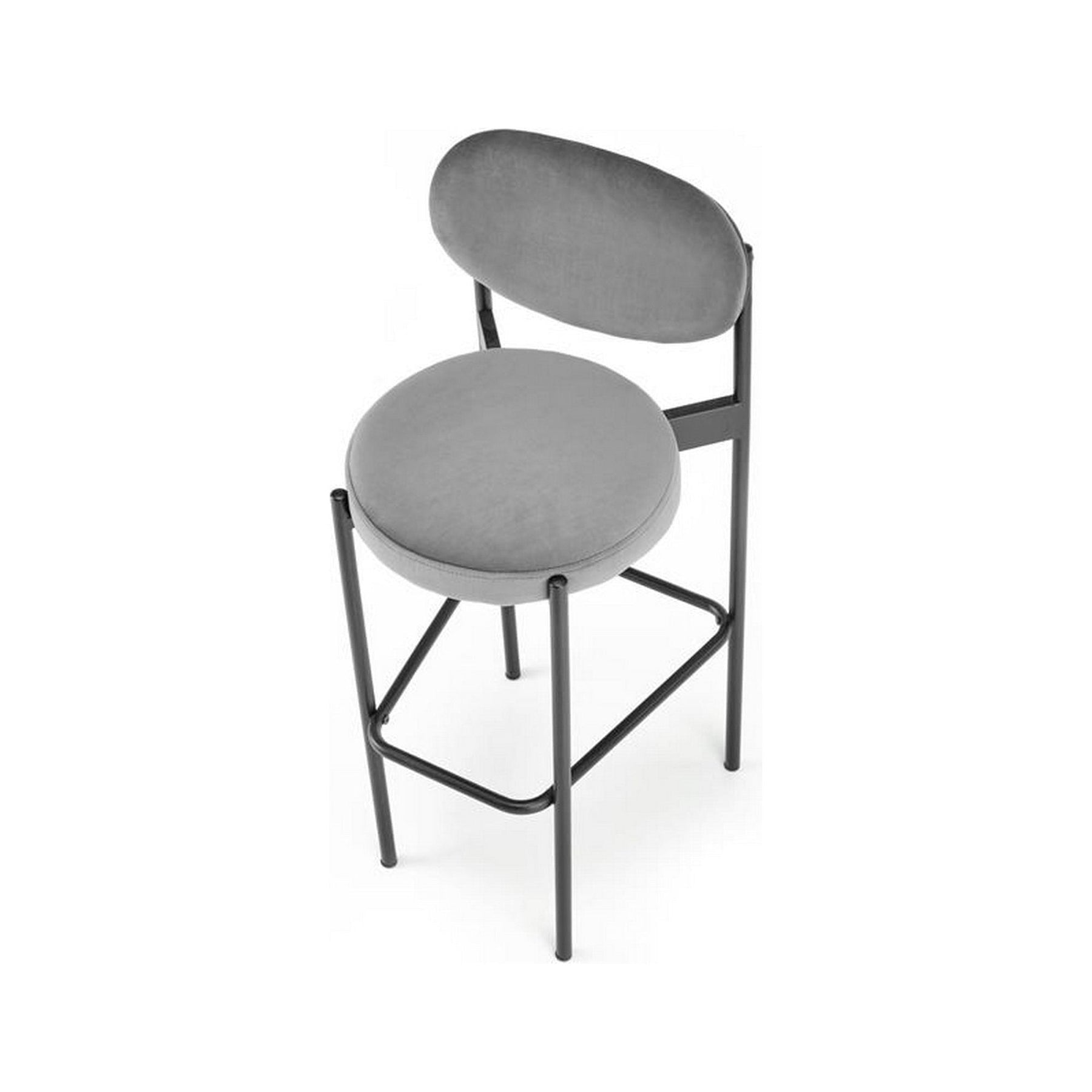 Scaun de bar H108, gri/negru, stofa catifelata, 42x48x92 cm