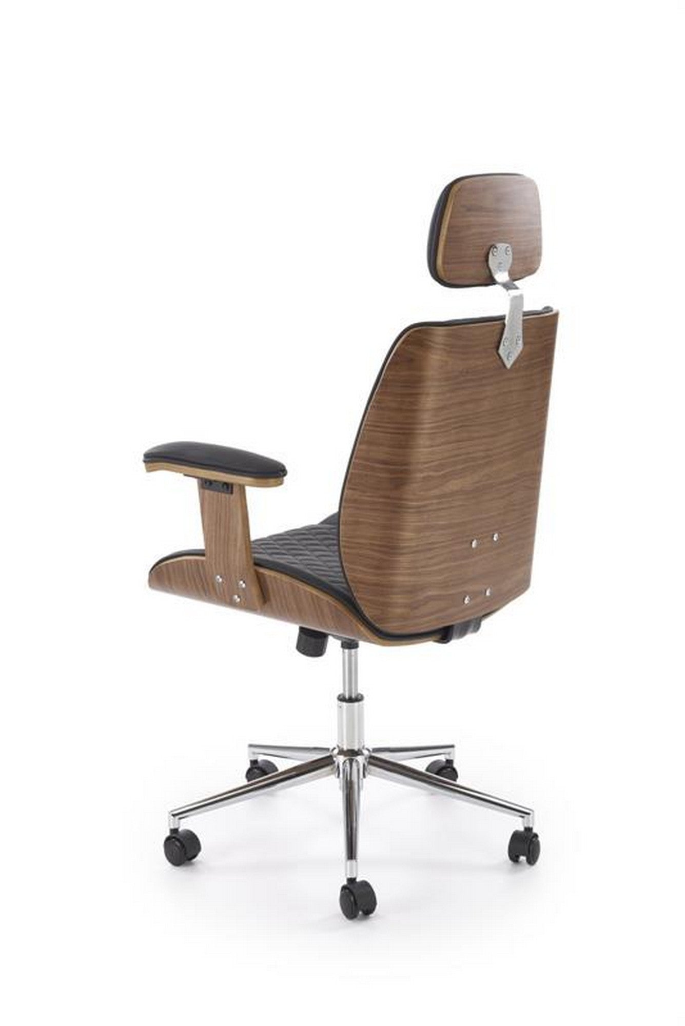 Scaun birou TIMBER, nuc/negru, piele ecologica/placaj indoit, 72x68x114/122 cm