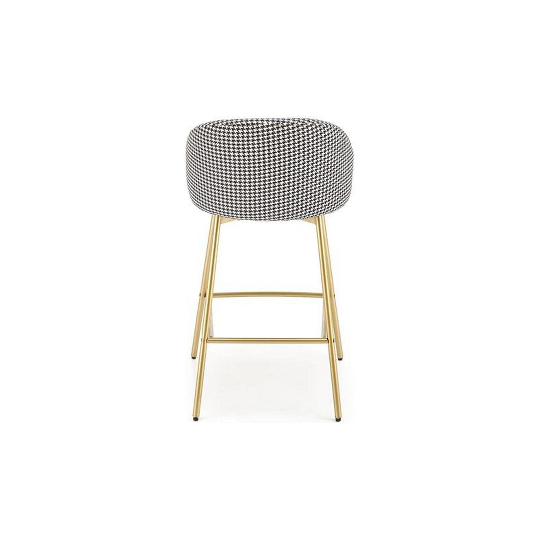 Scaun de bar H113, alb/gri/auriu, stofa catifelata, 47x55x85 cm