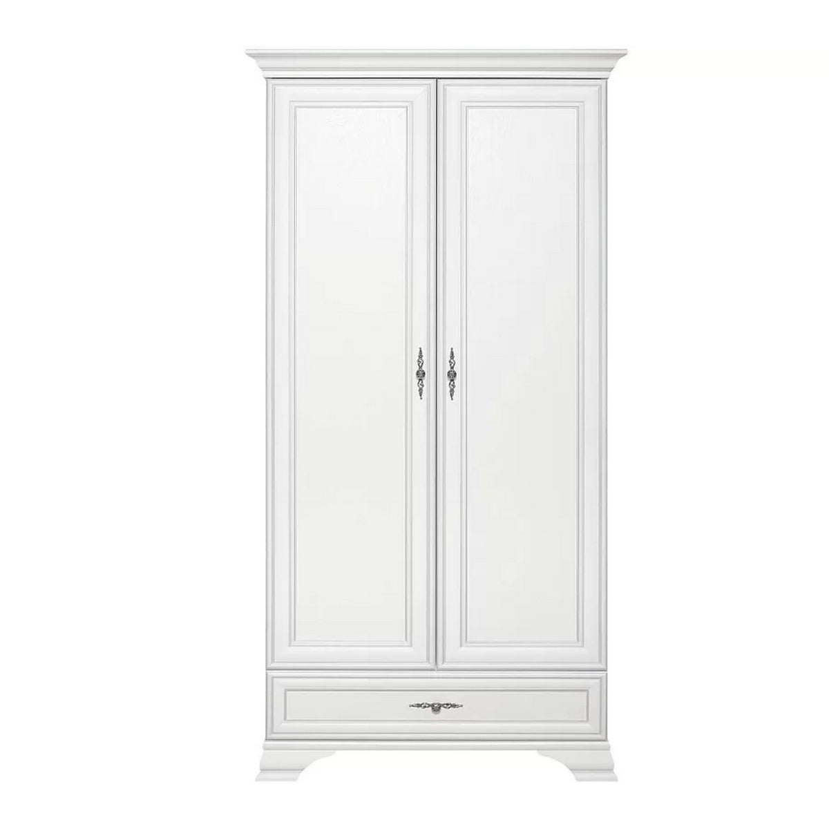 Dulap vintage alb IDENTO, alb, cu 2 usi si un sertar, 100x61x210 cm