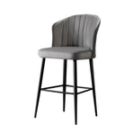 Set 4 scaune bar RUBI, stofă catifelata/metal, gri/negru, 52×42×97 cm