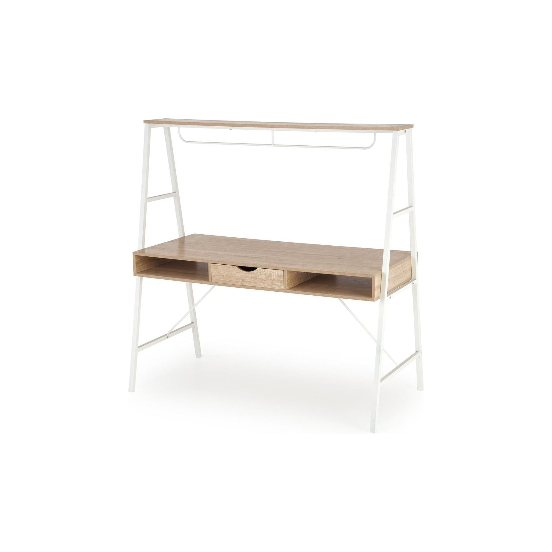 Birou dublu B48, stejar sonoma/alb, 139x60x140 cm