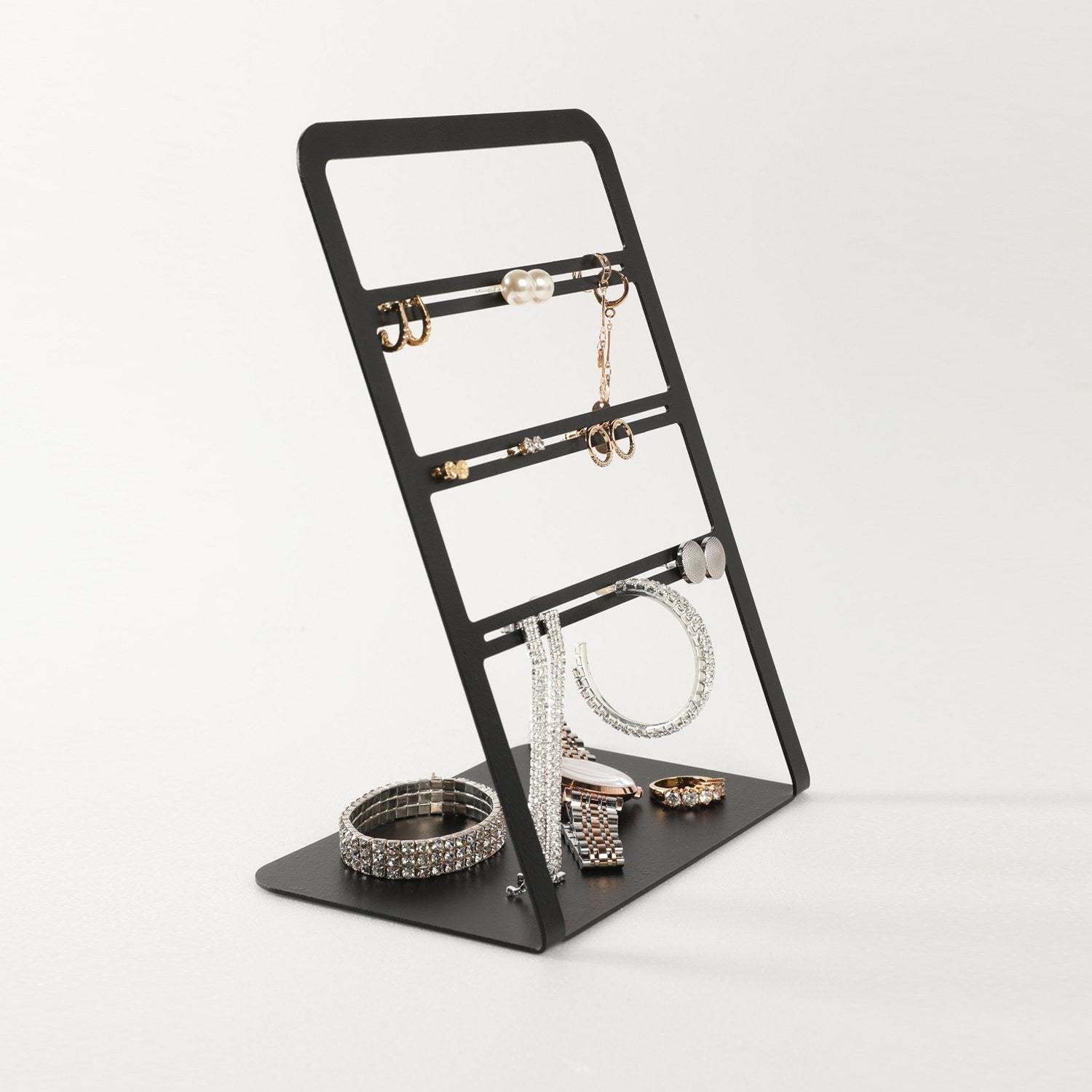 Suport bijuterii INAURIS-1, negru, metal, 17x10x22 cm