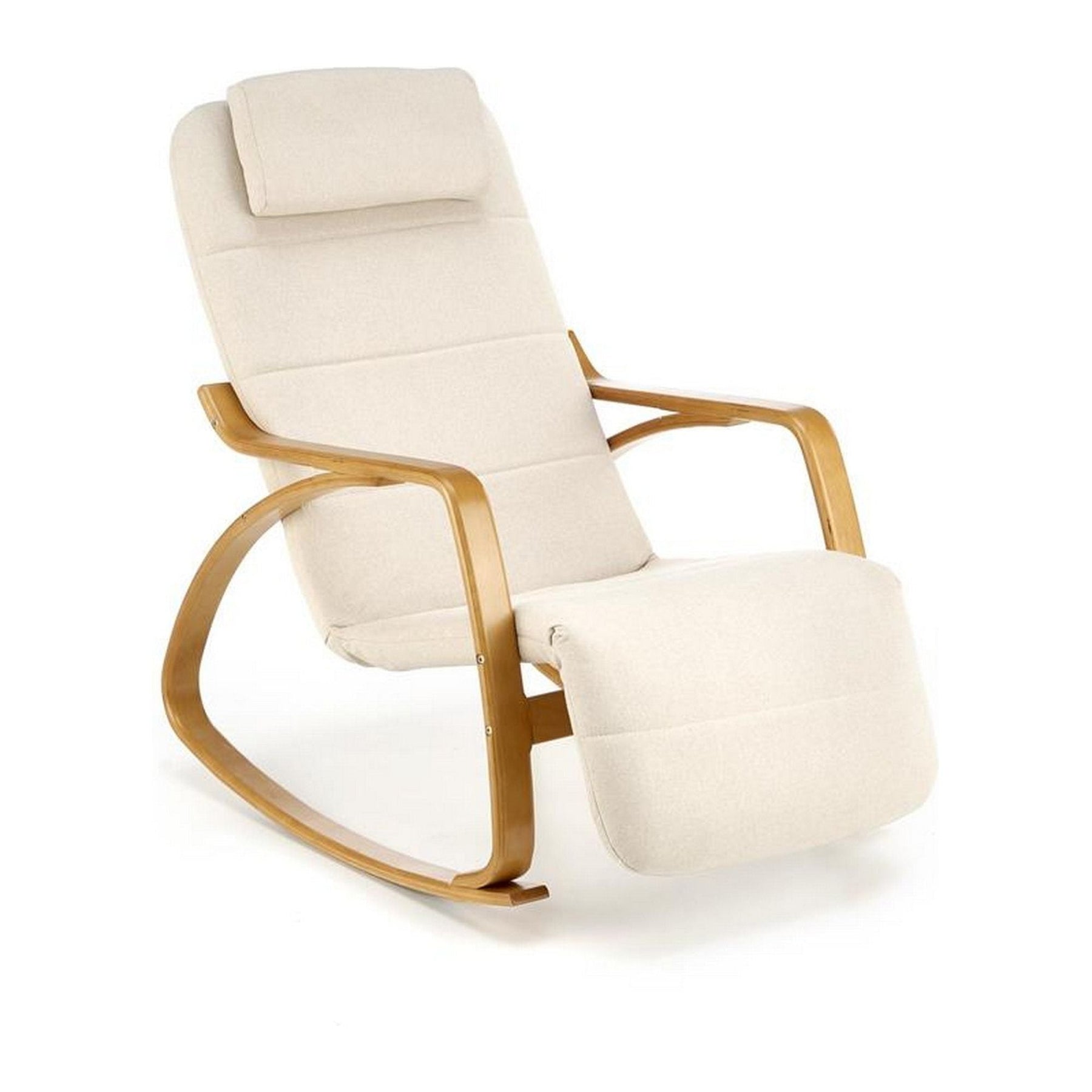 Fotoliu relaxare PRIME, bej, stofa/lemn masiv, 58x93x100 cm