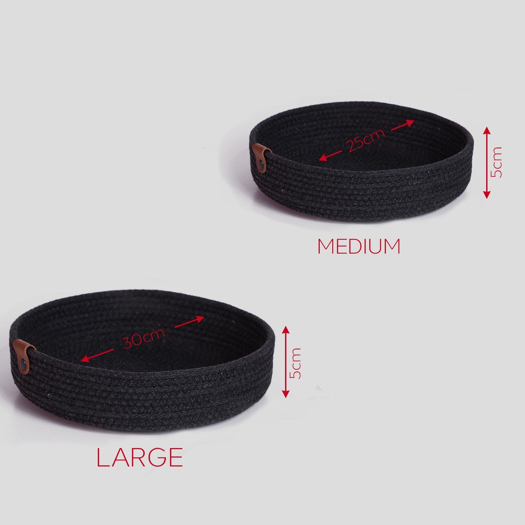 Set 3 cosuri JUT04001308D, negru, bumbac, 25x25x5 cm