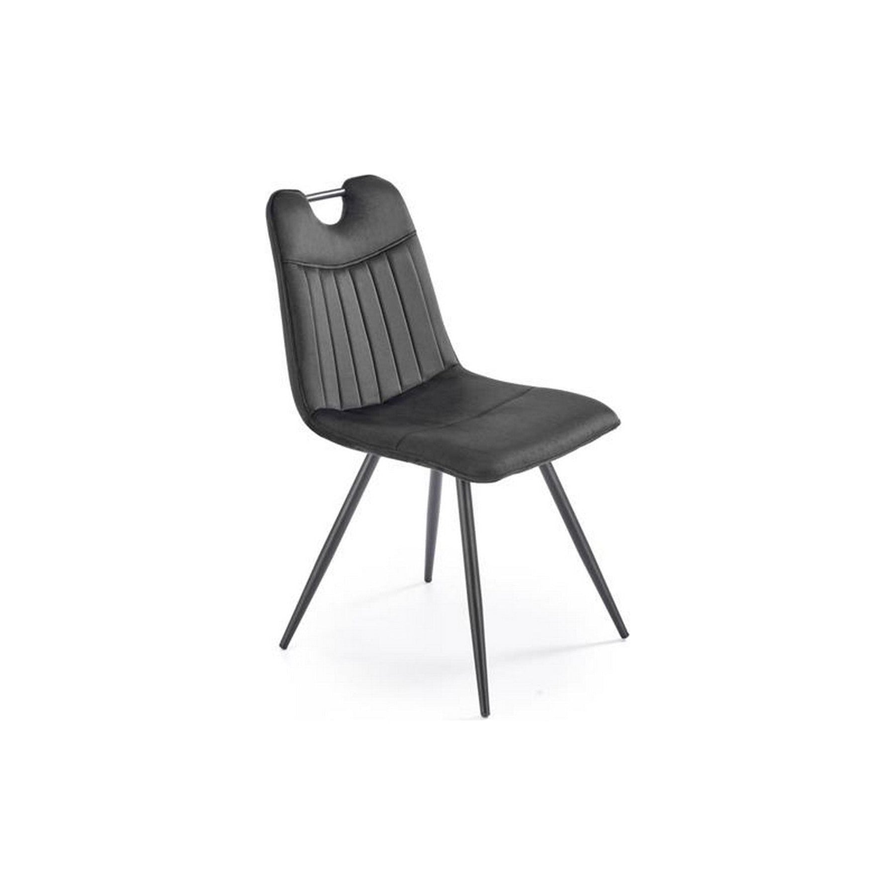 Scaun tapitat K521, negru, stofa catifelata, 46x58x83 cm