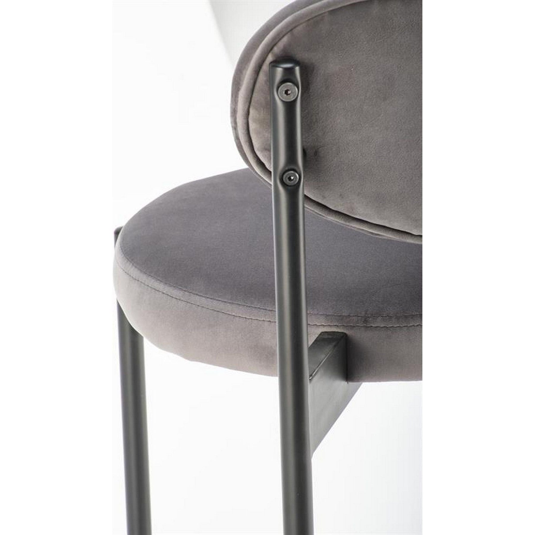 Scaun de bar H108, gri/negru, stofa catifelata, 42x48x92 cm