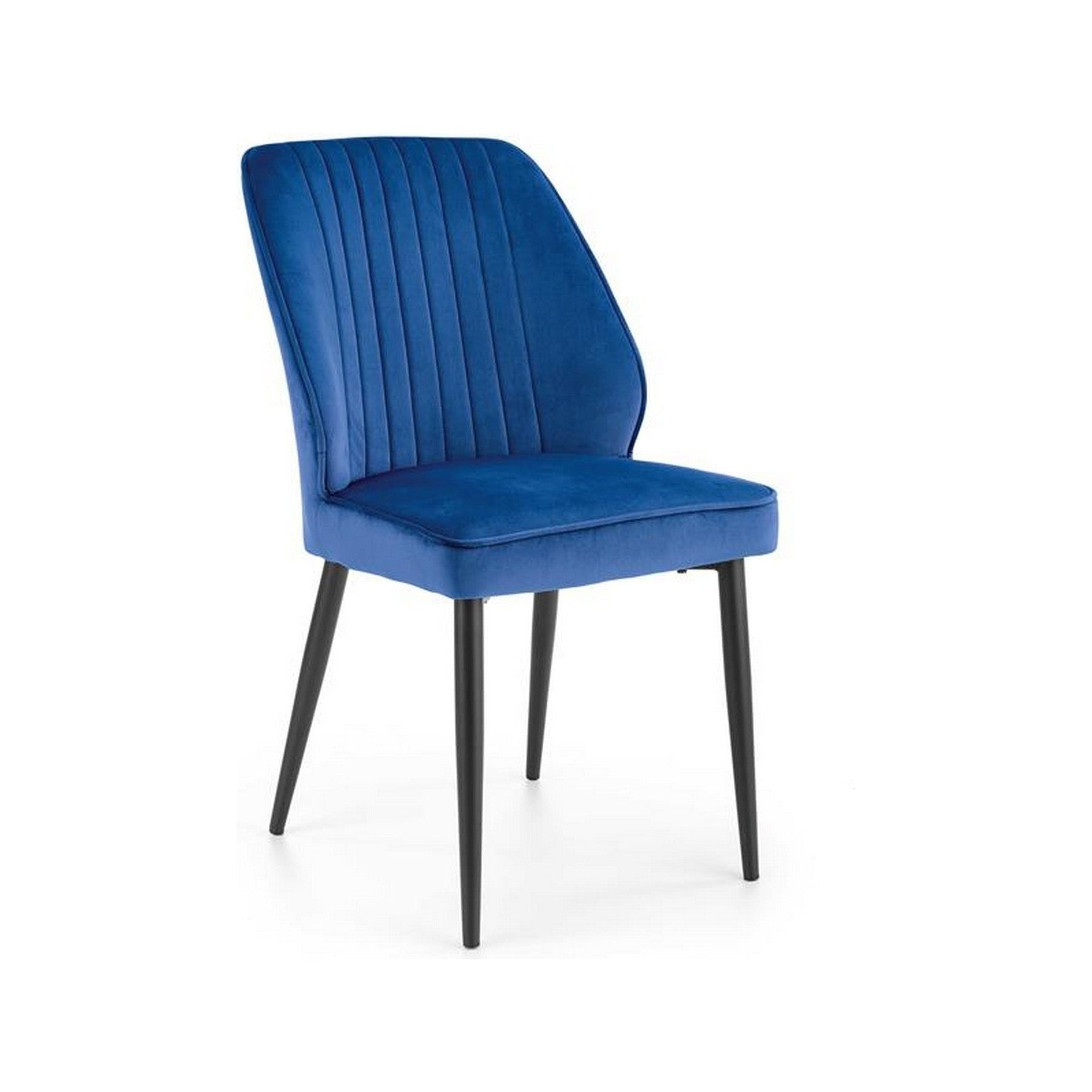 Scaun tapitat K432, albastru, stofa catifelata, 48x57x85 cm