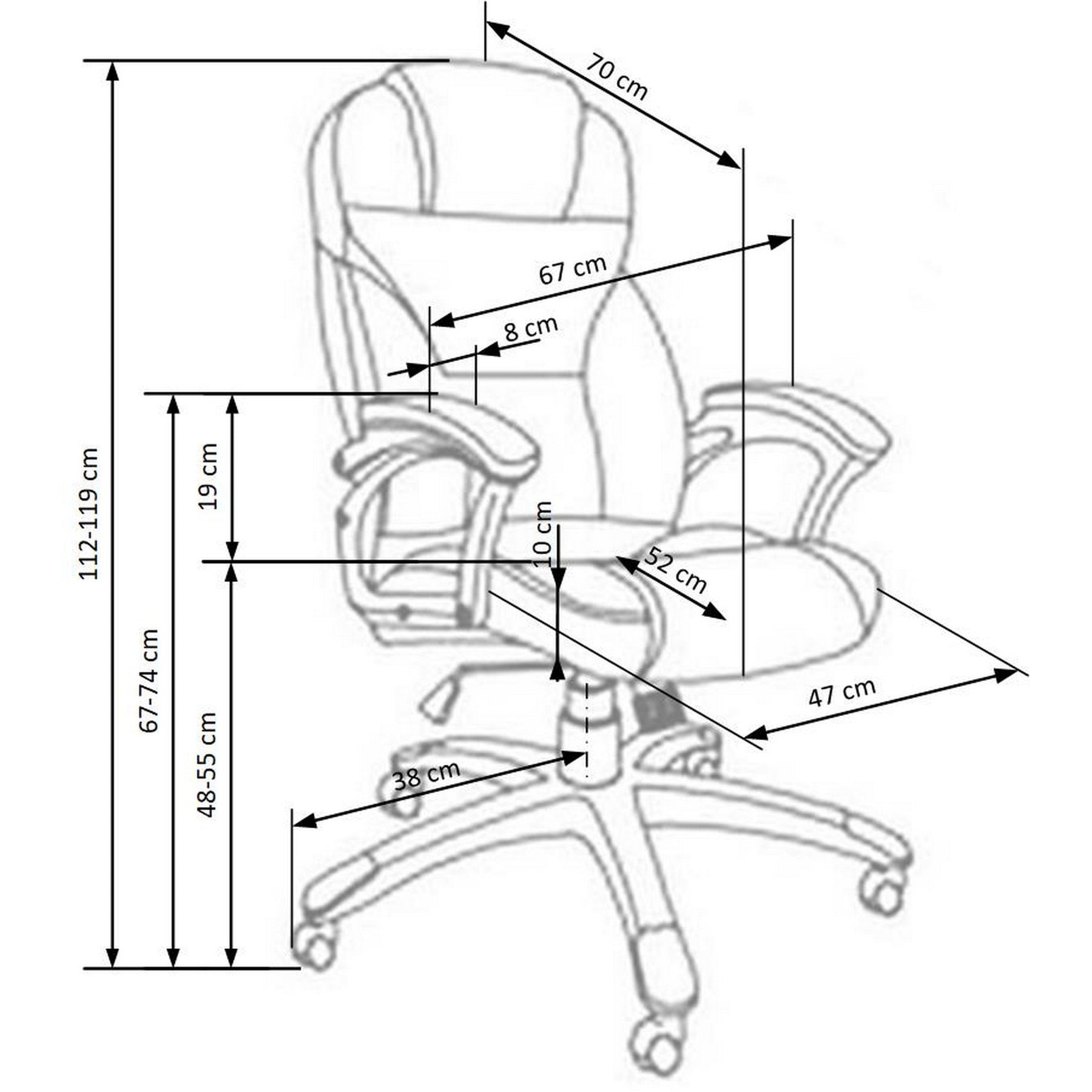 Scaune directoriale ergonomice negre Desmond, 67X70X112/119 CM