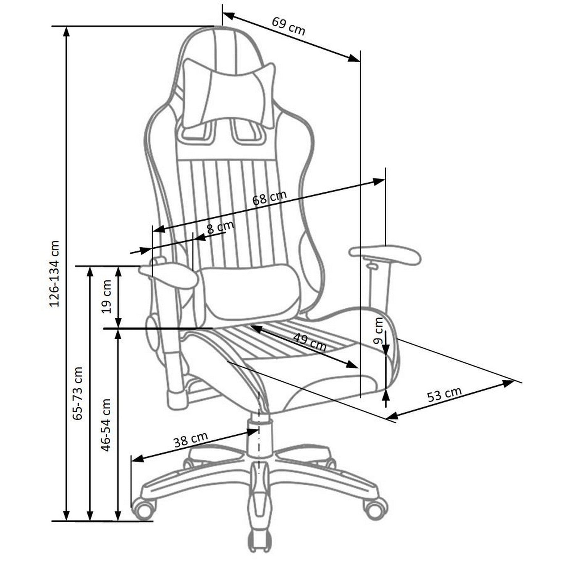 Scaun gaming DEFENDER, rosu/negru, piele ecologica, 68x69x126/134 cm