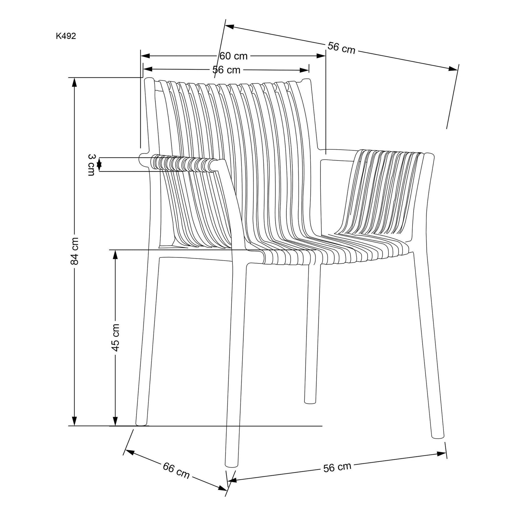 Scaun K492, negru, polipropilena, 60X66X84 cm