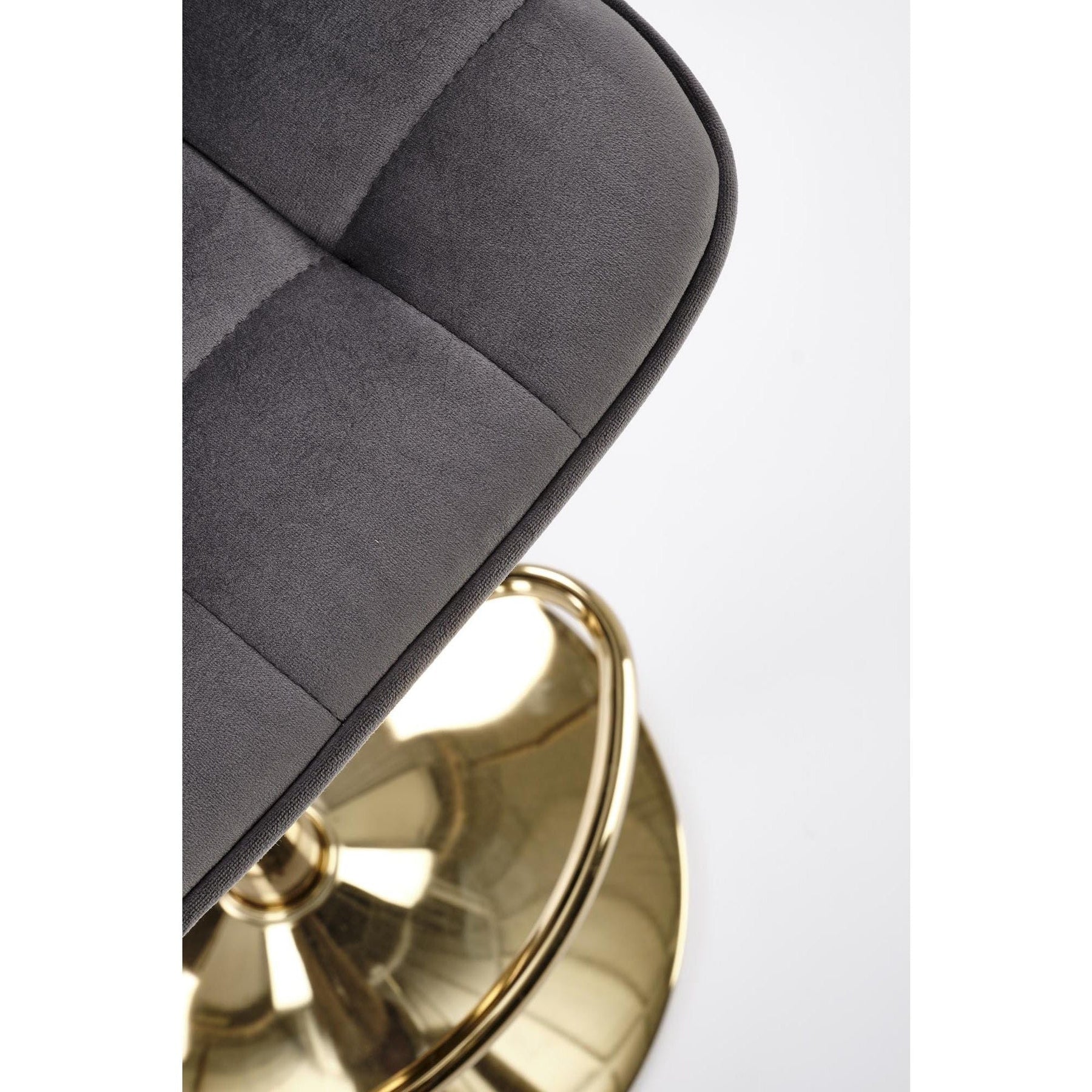 Scaun de bar H120, gri/auriu, stofa catifelata/metal, 84/106x43x44 cm