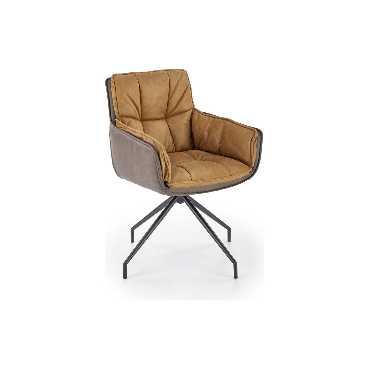 Scaun rotativ K523, maro/negru, stofa/piele ecologica, 85x61x61 cm