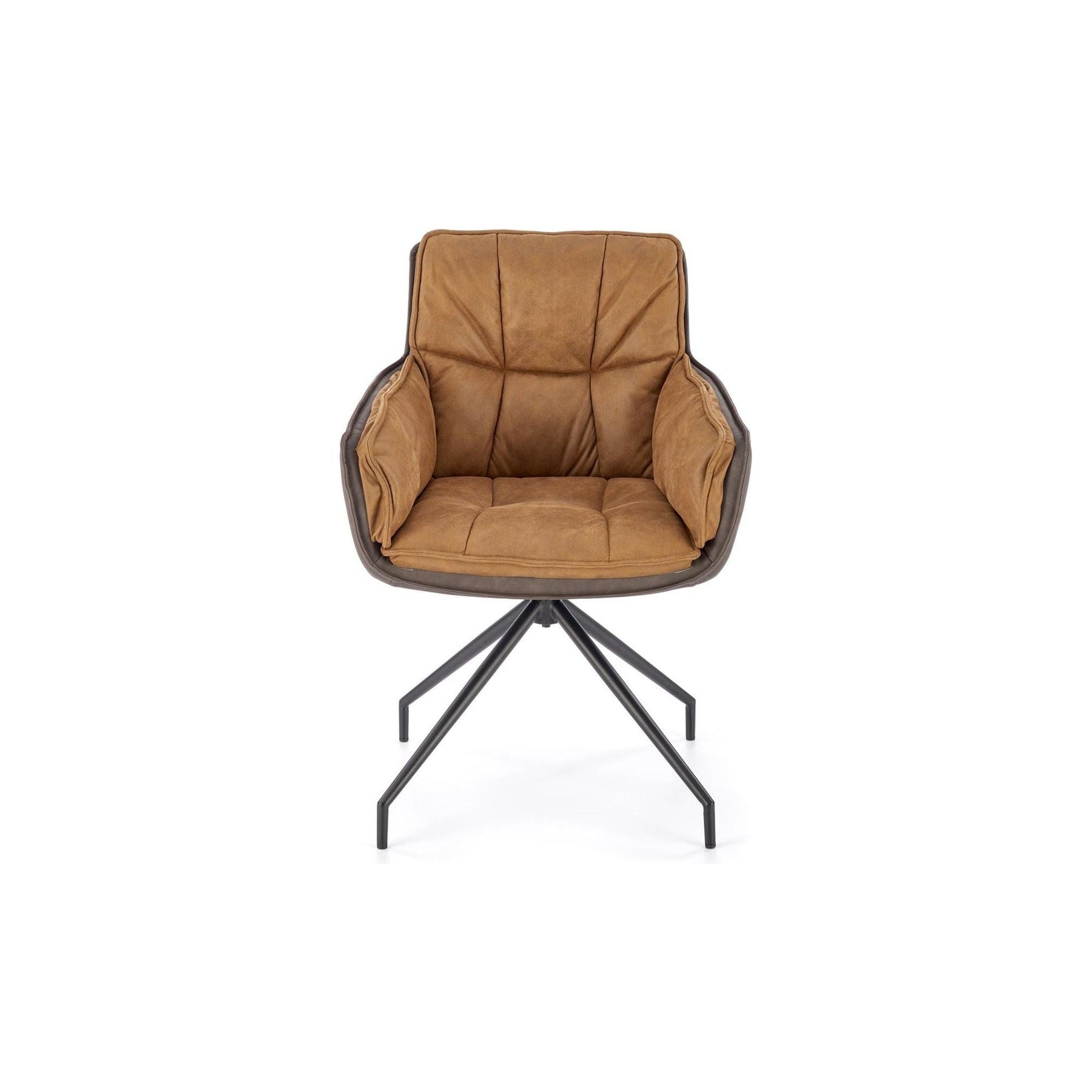 Scaun rotativ K523, maro/negru, stofa/piele ecologica, 85x61x61 cm