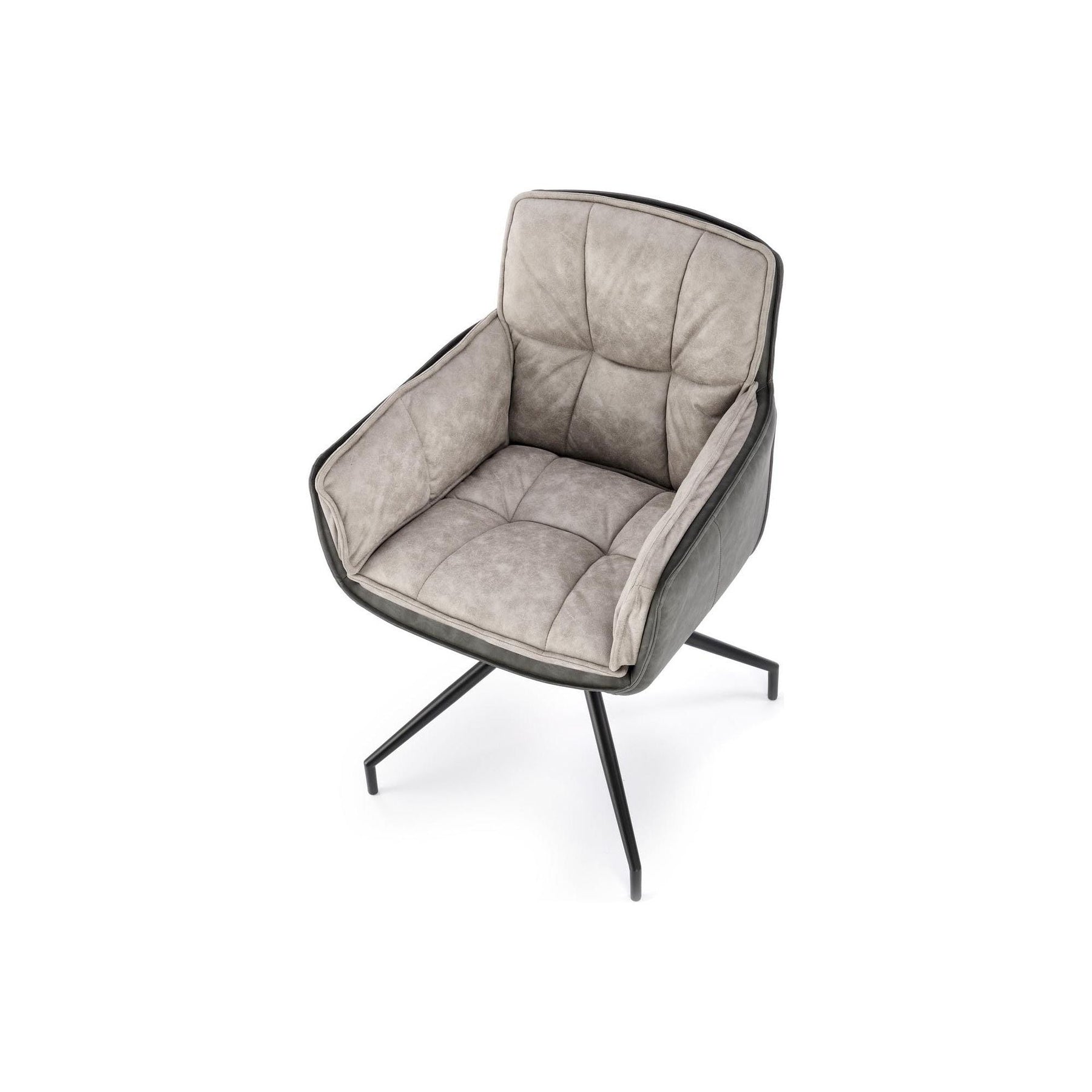 Scaun rotativ K523, gri/negru, stofa/piele ecologica, 85x61x61 cm