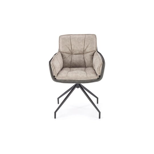 Scaun rotativ K523, gri/negru, stofa/piele ecologica, 85x61x61 cm