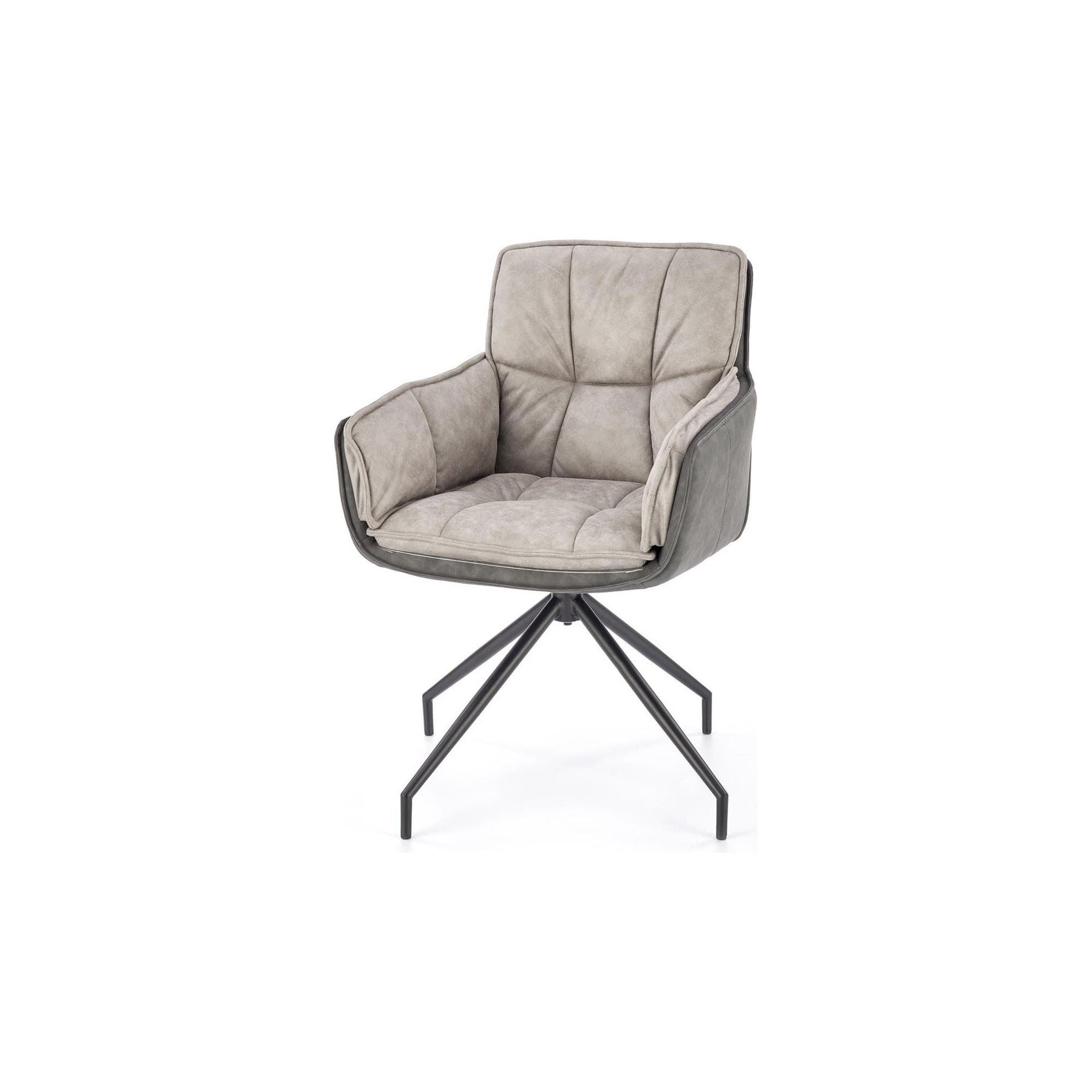 Scaun rotativ K523, gri/negru, stofa/piele ecologica, 85x61x61 cm