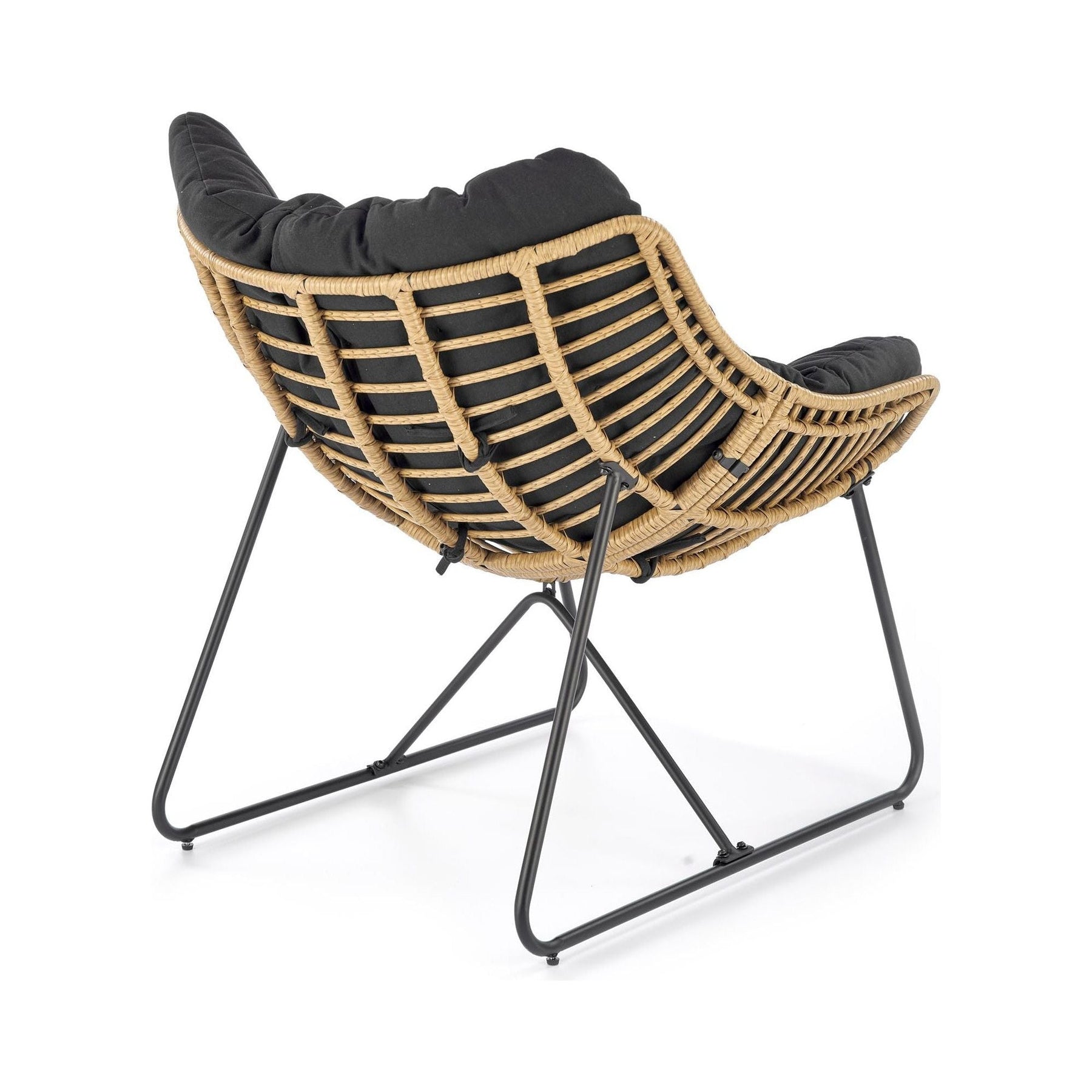 Fotoliu WHISPER, natural/negru, ratan sintetic/metal, 81x90x90 cm