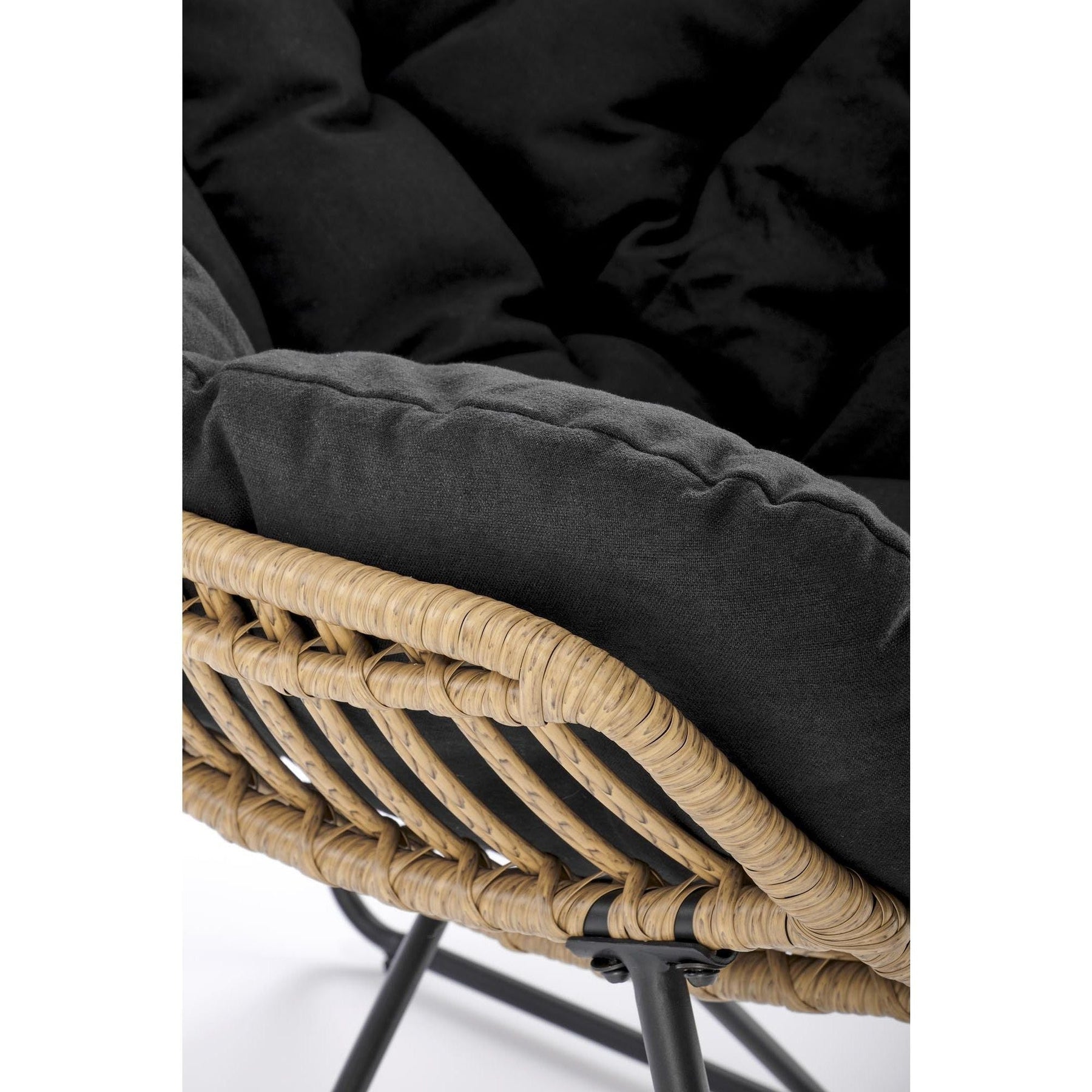 Fotoliu WHISPER, natural/negru, ratan sintetic/metal, 81x90x90 cm