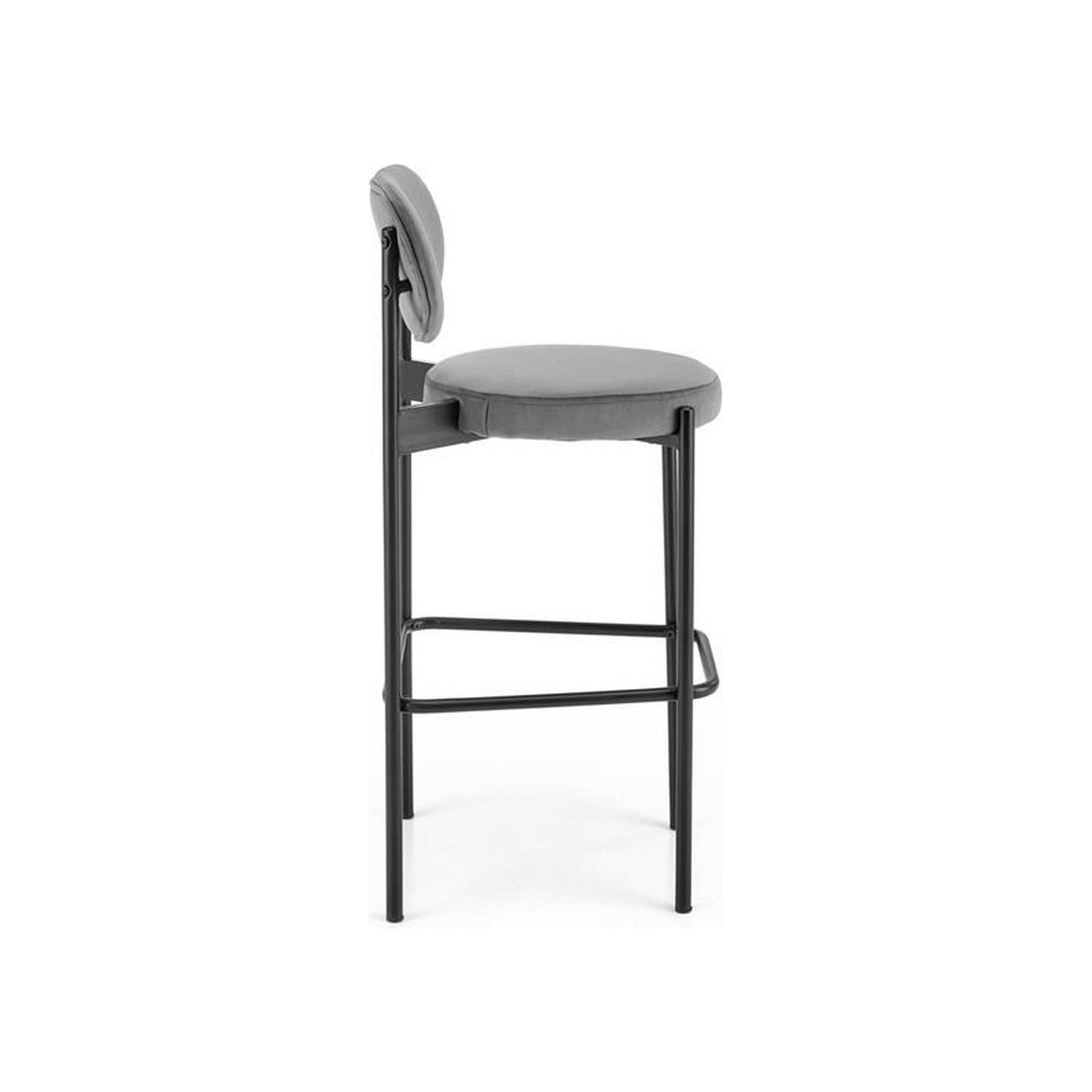 Scaun de bar H108, gri/negru, stofa catifelata, 42x48x92 cm