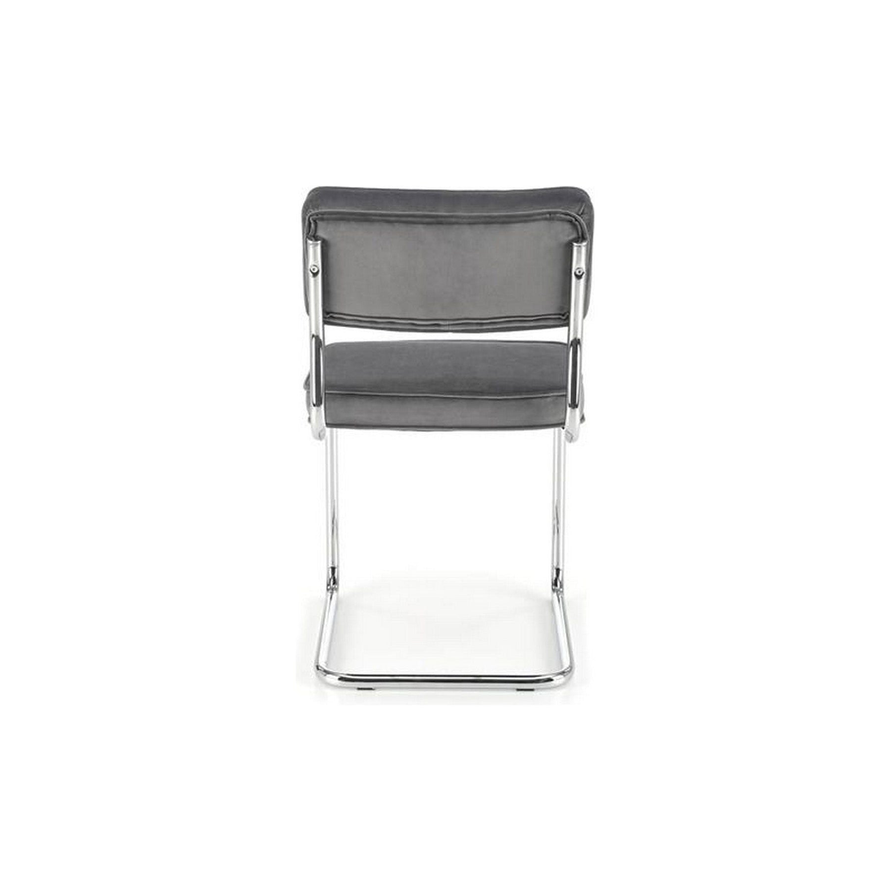 Scaun tapitat K510, gri, stofa catifelata/otel cromat, 49x55x85 cm