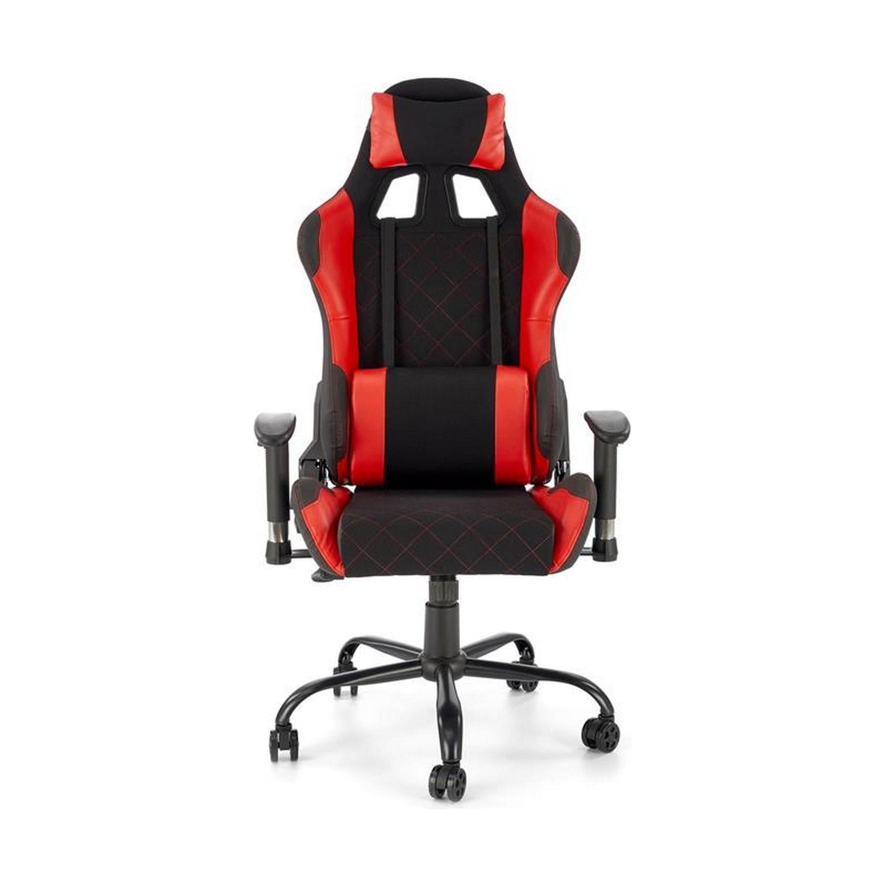 Scaun gaming DRAKE, rosu/negru, stofa, mecanism TILT, 69x62x127 cm