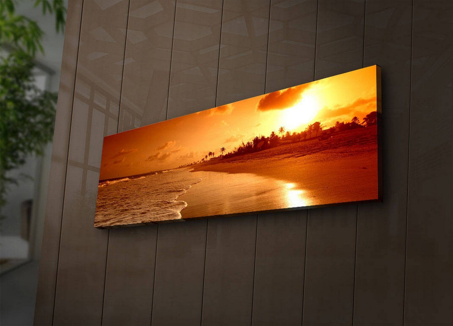 Tablou 3090IACT-38, multicolor, panza, cu iluminare LED, 90x30 cm