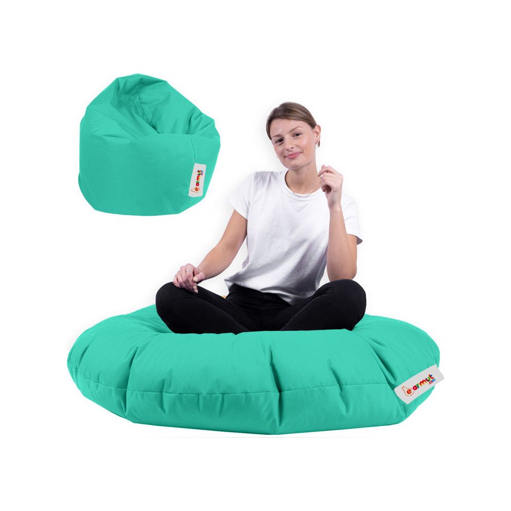 Fotoliu puf Iyzi 100 Cushion Pouf, poliester, turcoaz, 100x65 cm