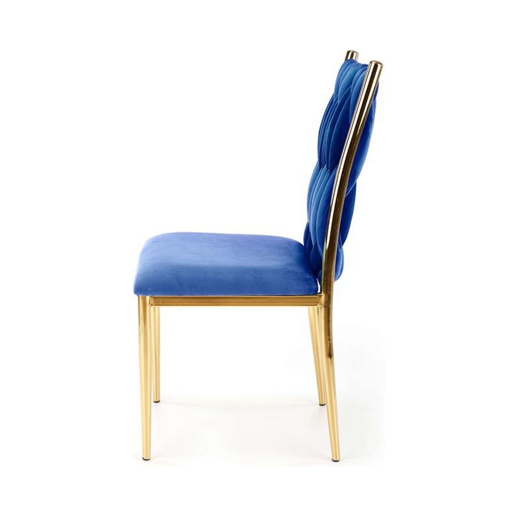 Scaun K436, albastru/auriu, stofa catifelata, 48x55x94 cm