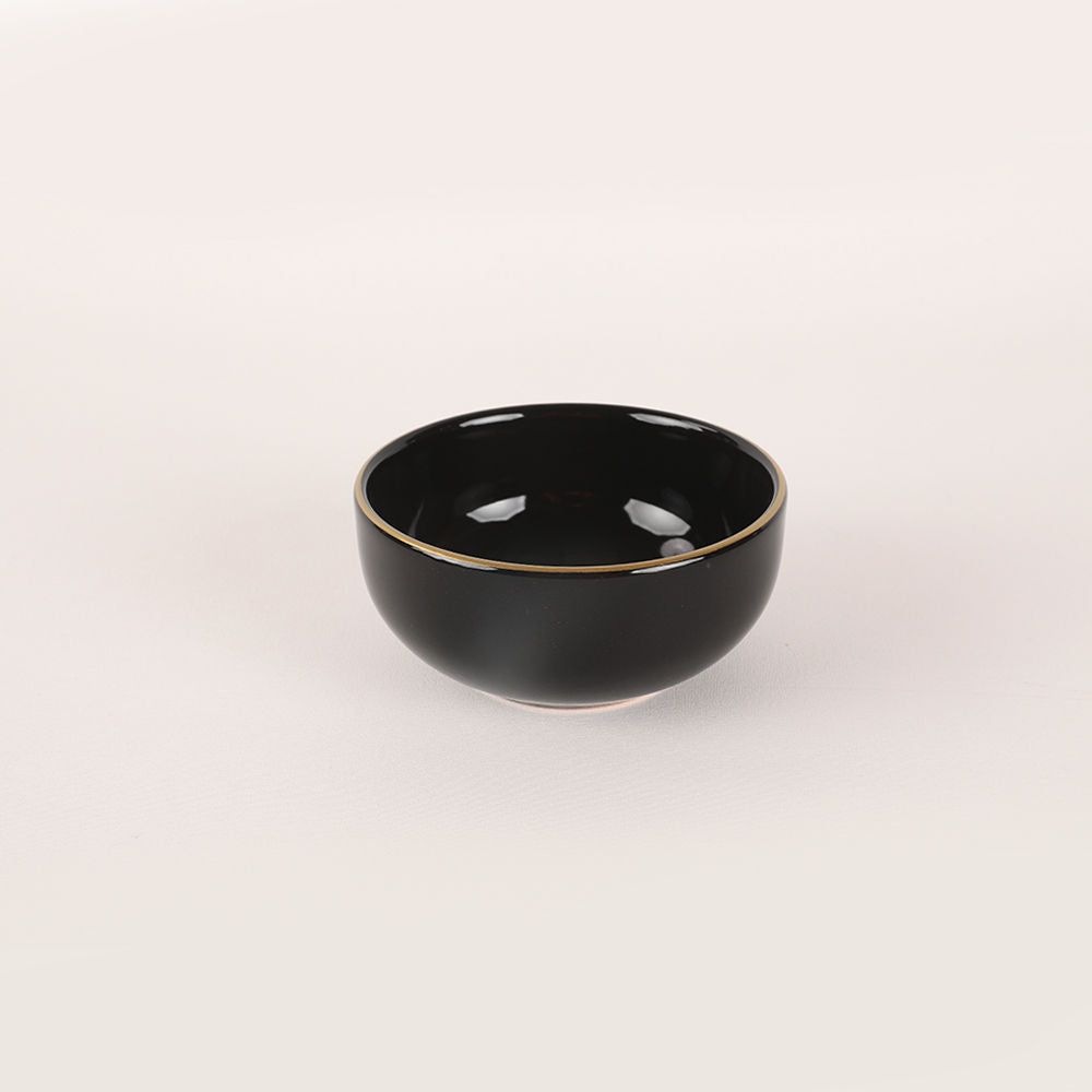Set cina 275KRM1663, 44 piese, negru cu insertii aurii, 100% gresie ceramica