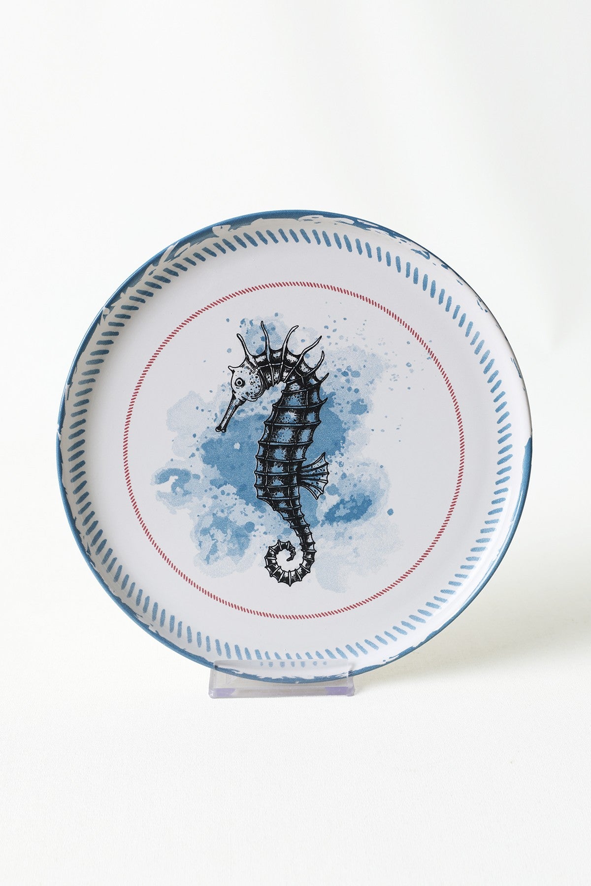 Set 6 farfurii 275KRM2321, alb/albastru, ceramica, 22 cm