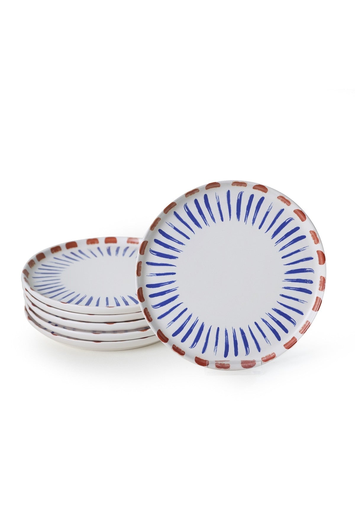 Set 6 farfurii 275KRM2324, alb/albastru, ceramica, 22 cm