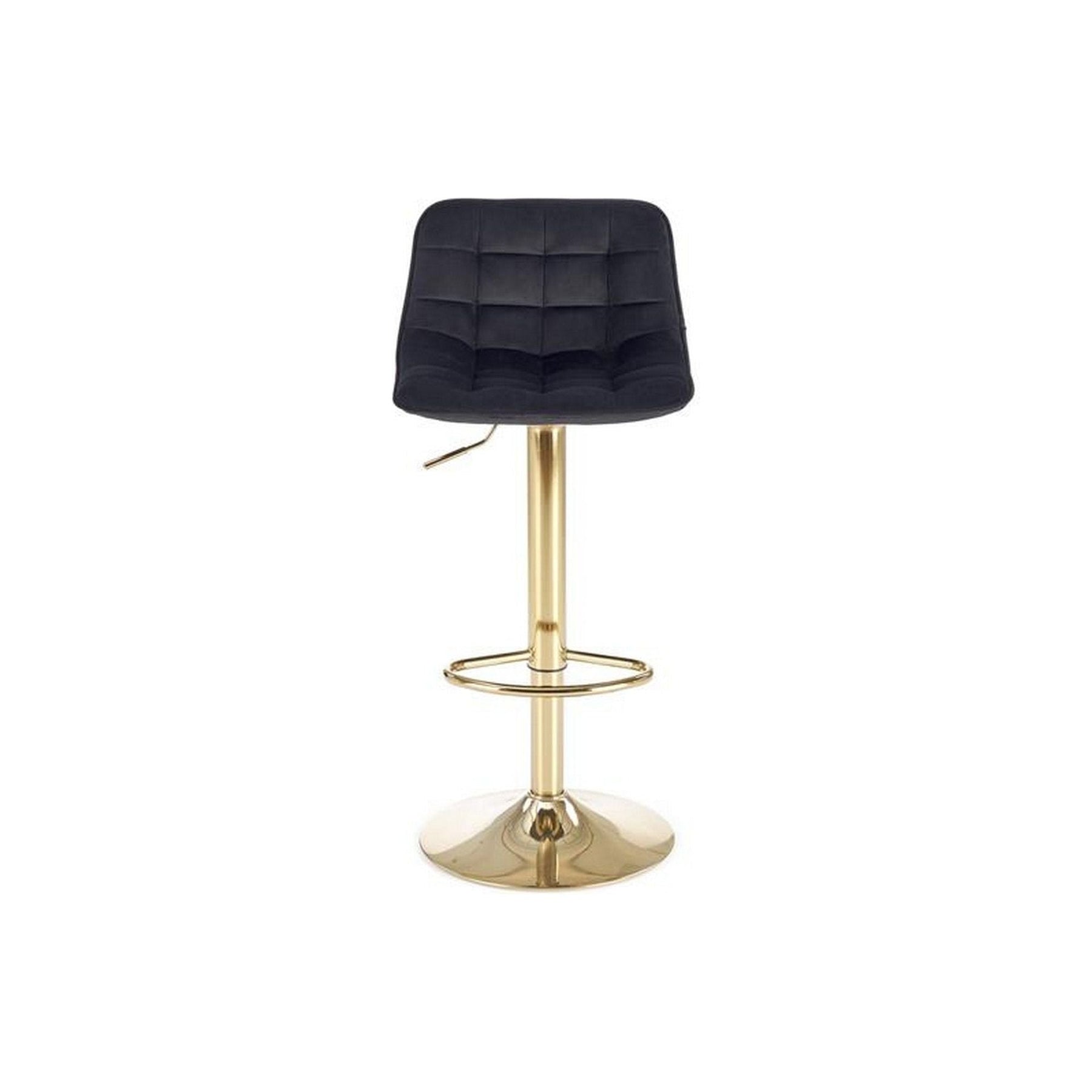 Scaun de bar H120, negru/auriu, stofa catifelata, 43x44x84 cm