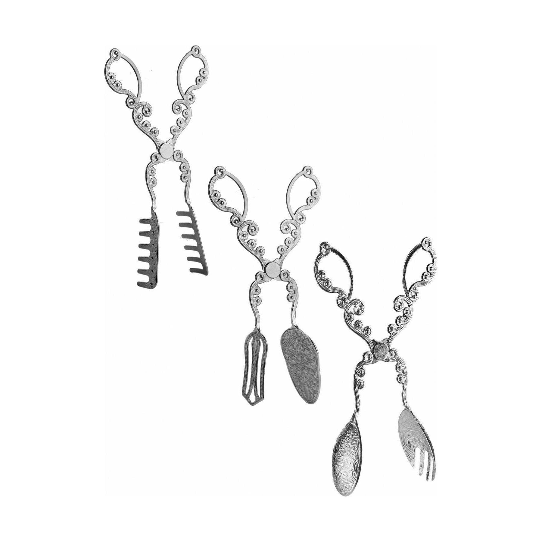 Set 3 clesti bucatarie PLT0419, 100% metal, argintiu, 22 cm