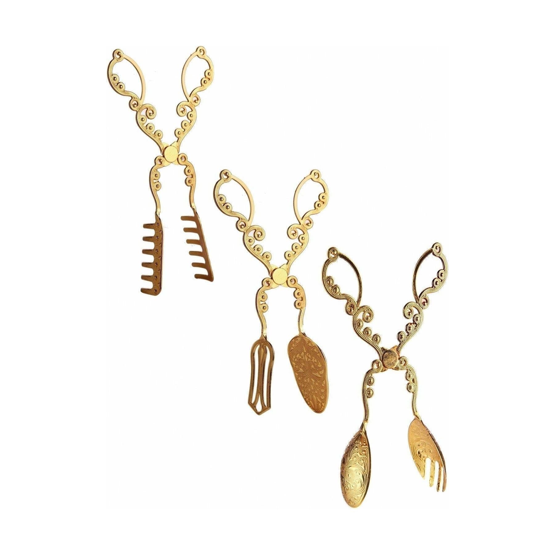 Set 3 clesti bucatarie PLT0418, 100% metal, auriu, 22 cm