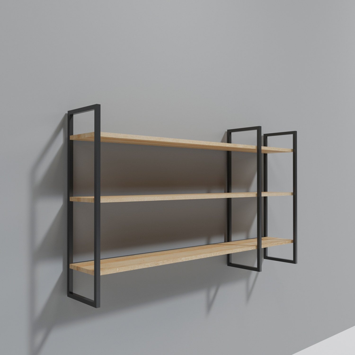 Raft WEIDEN L2026, stejar/negru, PAL melaminat/metal, 140x25x90 cm