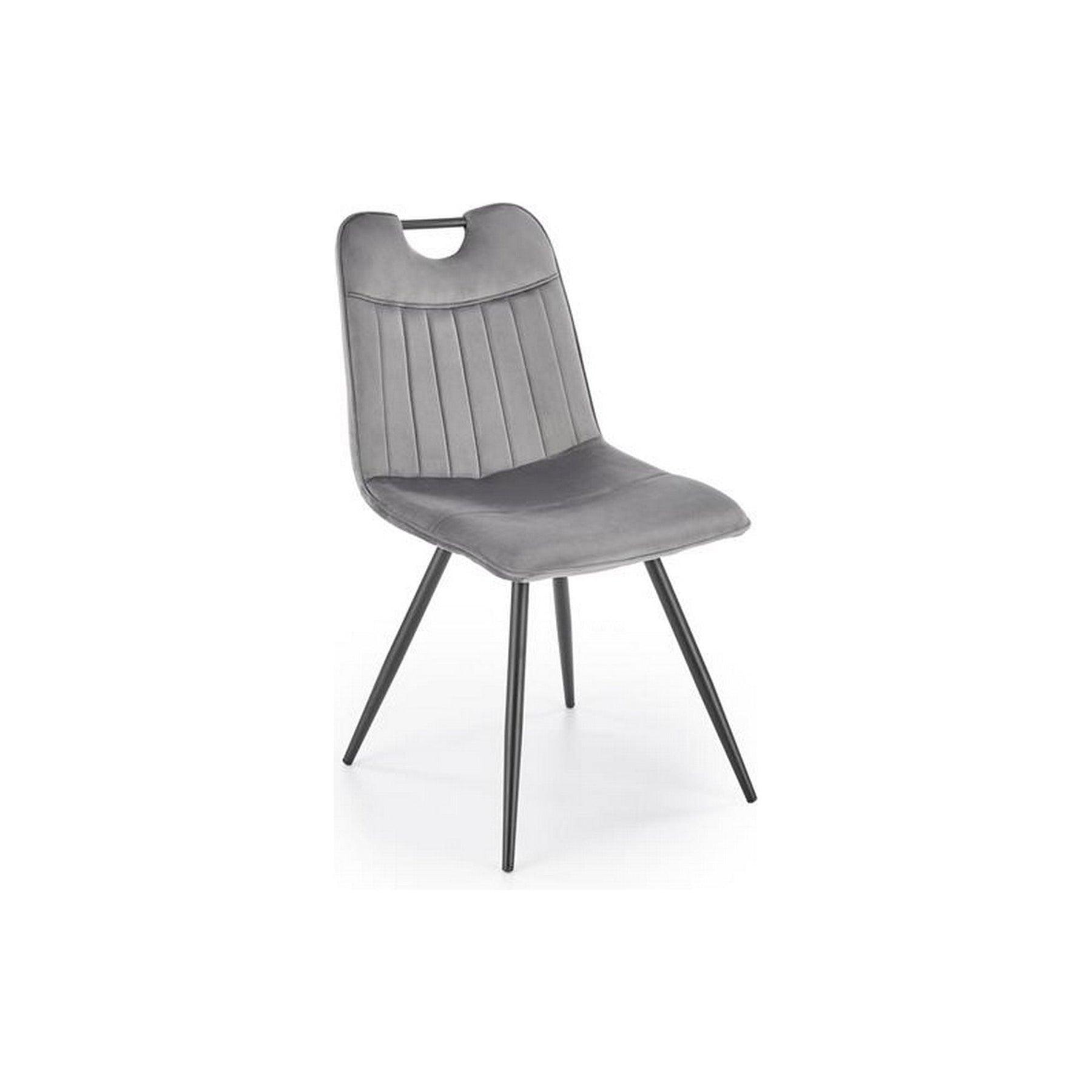 Scaun tapitat K521, gri/negru, stofa catifelata, 46x58x83 cm