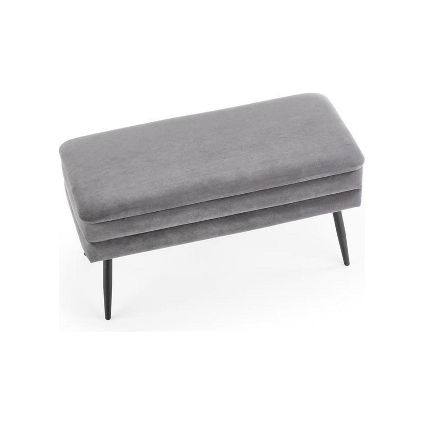 Bancuta VELVA, gri/negru, stofa catifelata/metal, cu spatiu pentru depozitare, 78x35x40 cm