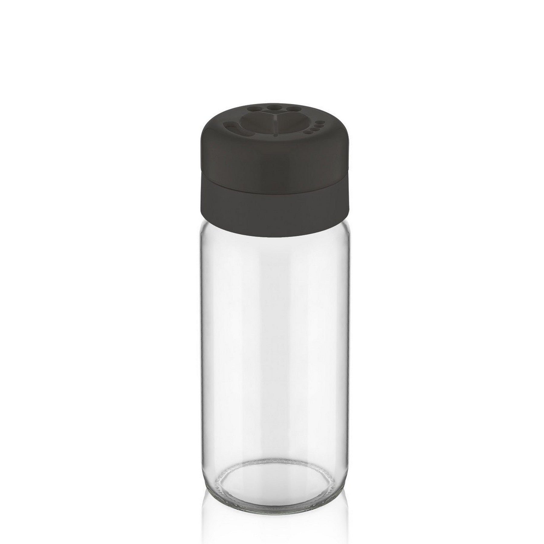 Set 2 recipiente condimente C-00153, negru/transparent, sticla/plastic, 6x6x16 cm