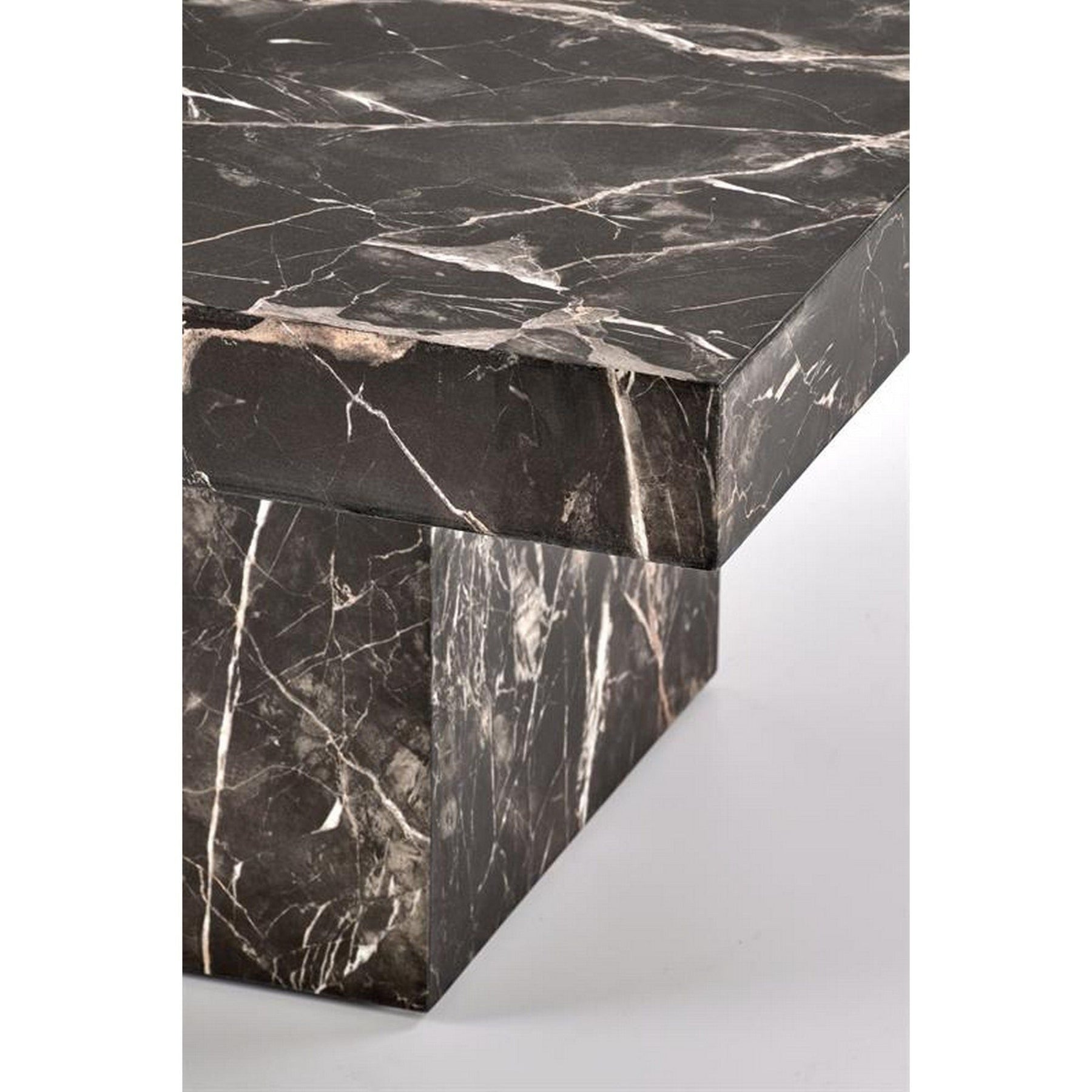 Masuta de cafea MONOLIT, marmura neagra furniruit, 80x41 cm