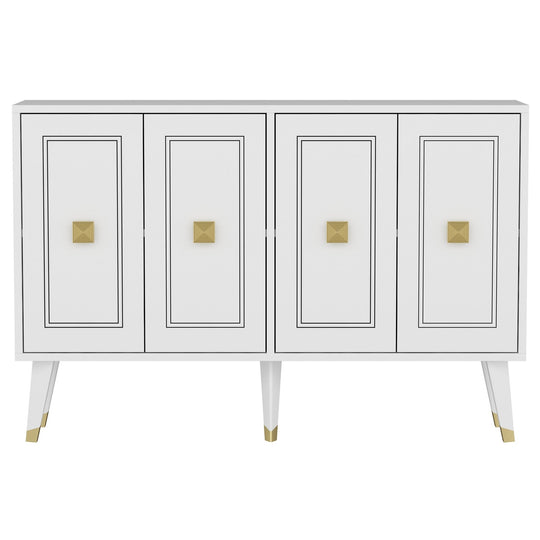 Comoda HARTIN, alb/auriu, PAL melaminat, 120x30x80 cm