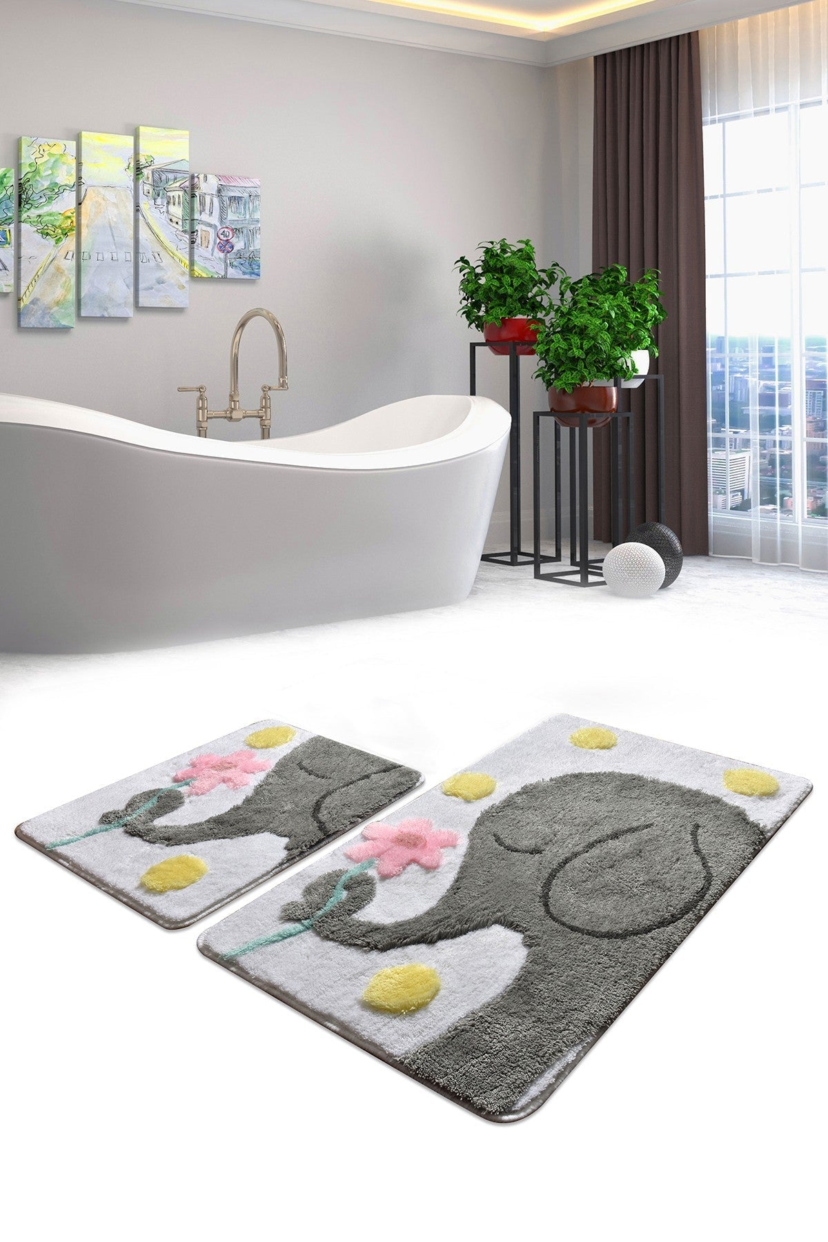 Set 2 covorase baie 359CHL2126, forma dreptunghiulara, acril, multicolor