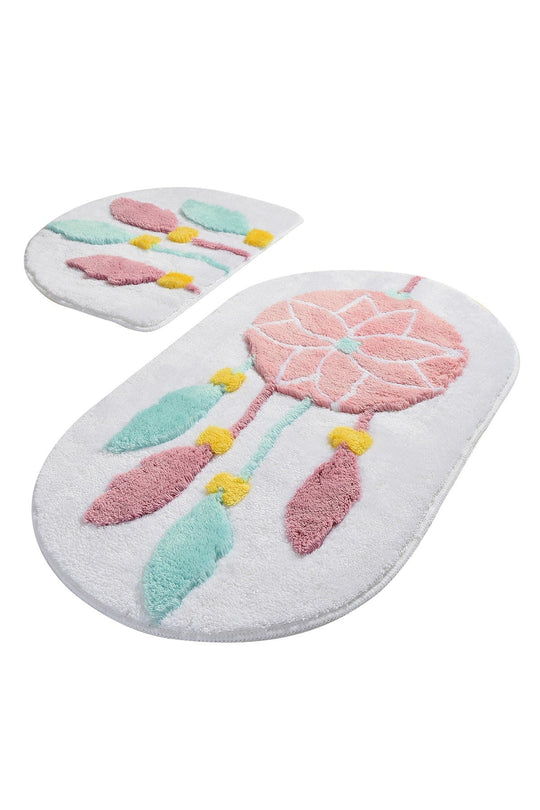 Set 2 covorase baie Ruya, forma ovala, acril, multicolor