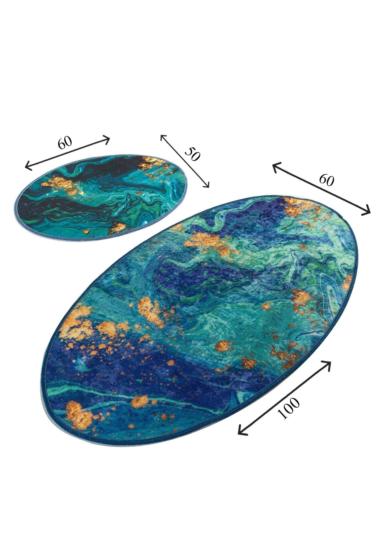 Set 2 covorase baie MARBLING, forma ovala, poliester, multicolor